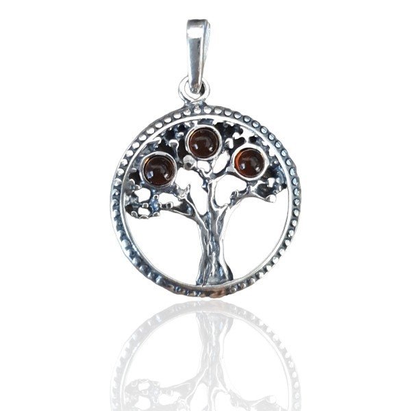 ankabizuteria.pl Zawieszka srebrna z bursztynem DRZEWKO SZCZĘŚCIA