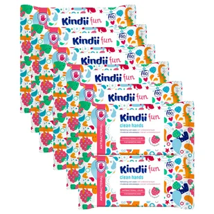 12 X Kindii Fun Chusteczki Odświeżające Antybakteryjne 60 Sztuk - Chusteczki nawilżane - miniaturka - grafika 1