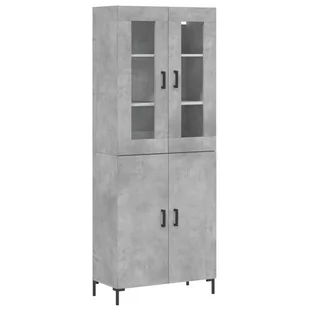 Witrynka, szarość betonu 69,5x34x180 cm materiał drewnopochodny Lumarko! - Witryny - miniaturka - grafika 1