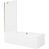 Wanny - Mexen Cube wanna prostokątna 180 x 80 cm z obudową i parawanem 1-skrzydłowym 80 cm, transparent, złoty - miniaturka - grafika 1