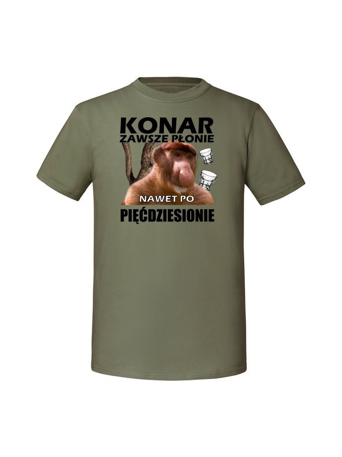 Męska koszulka z nadrukiem - Konar zawsze płonie nawet po 50 Olive 3XL