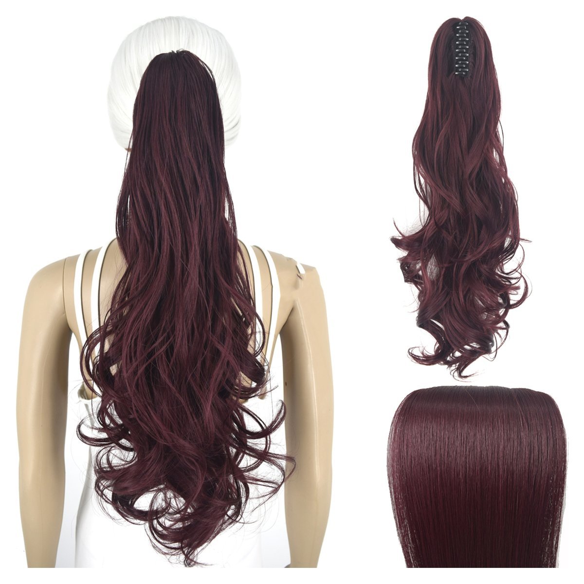 Włosy Syntetyczne Doczepiane Kucyk na Klipsie 55 cm Clip In Jak Naturalne