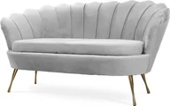 Sofy i kanapy - BETTSO Nowoczesna sofa 2 osobowa w kształcie muszli na złotych nogach MUSZELKA 2 Szara Jasna - miniaturka - grafika 1