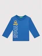Bluzy dla chłopców - Benetton United Colors Of Bluzka 3I1XC155S Niebieski Regular Fit - miniaturka - grafika 1