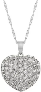Naszyjnik serce z cyrkoniami srebrny - Naszyjniki - miniaturka - grafika 1