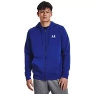 Bluzy sportowe męskie - Męska bluza dresowa rozpinana z kapturem Under Armour UA Essential Fleece FZ Hood - niebieska - UNDER ARMOUR - miniaturka - grafika 1