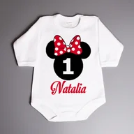 Body - Body na roczek z myszką (imię) - body niemowlęce - miniaturka - grafika 1
