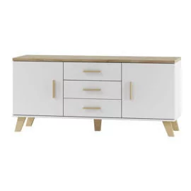High Glossy Furniture Komoda Livorno z szufladami, biało-beżowa, 150x69x45 cm - Komody - miniaturka - grafika 1