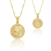 Łańcuszki - Łańcuszek i medalik Św. Jan Paweł II srebrny pozłacany - miniaturka - grafika 1