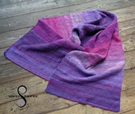 Apaszki i szaliki damskie - UNIKAT szal dziergany (jak tkany) Pink & Violet - miniaturka - grafika 1