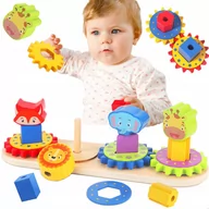 Łamigłówki - Gra Zręcznościowa Logiczna Sorter Nakładanka Zwierzątka Zoo Zębatki Jhtoy-251 - miniaturka - grafika 1