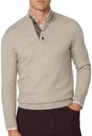 Swetry męskie - Hackett London Sweter męski Micro Weave Stitch Hb, Brązowy (brązowy), XL - miniaturka - grafika 1