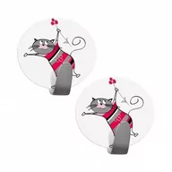 Wieszaki łazienkowe - Haczyk samoprzylepny 2 szt metalowy Funny Cats - miniaturka - grafika 1