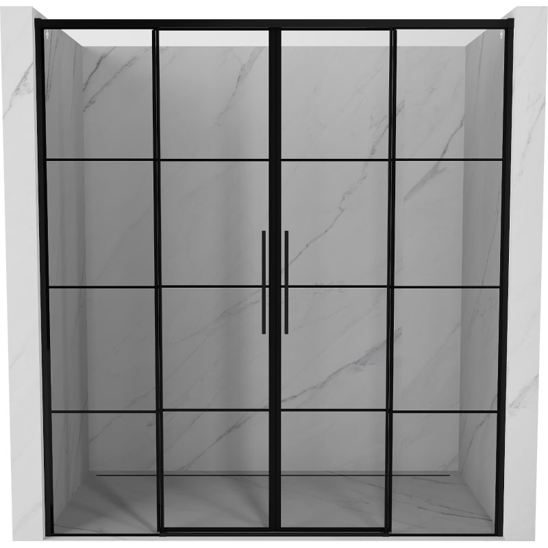 Mexen Rox drzwi prysznicowe rozsuwane 200 cm, czarna kratka, czarne - 8C2-200-002-70-77