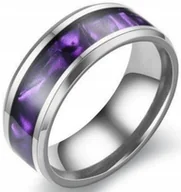 Pierścionki - Srebrny Fioletowy Pierścień Gradient Sygnet Ring - miniaturka - grafika 1