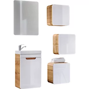 Zestaw Mebli do Łazienki Set 40 z Lustrem Aruba Comad Biały, Dąb Craft Złoty - Meble łazienkowe - miniaturka - grafika 1