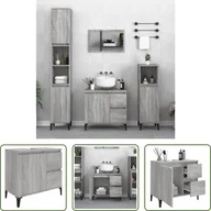 Szafki łazienkowe - The Living Store Szafka łazienkowa szara Sonoma 65x33x60 cm Materiał drewnopochodny - miniaturka - grafika 1