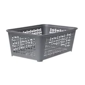Pudła i pojemniki do przechowywania - Koszyk plastikowy Sierra 36,5 x 26 cm srebrny - miniaturka - grafika 1