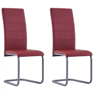 vidaXL Krzesła jadalniane, 2 szt., czerwone, sztuczna skóra - Krzesła - miniaturka - grafika 1