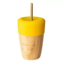Eco rascals Kubek bambusowy z silikonową nakładką 240ml żółty - Kubki dla dzieci - miniaturka - grafika 1