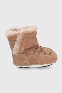 Buty dla dziewczynek - Moon Boot Śniegowce zamszowe dziecięce kolor brązowy - grafika 1