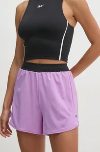 Reebok szorty LUX Collection damskie kolor fioletowy gładkie high waist 100205670 - Spodenki damskie - miniaturka - grafika 1