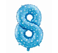 Balony i akcesoria - GoDan Balon foliowy cyfra 8 26" niebieskie gwiazdki HS-C26N8 - miniaturka - grafika 1