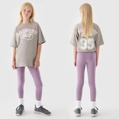 Legginsy - Legginsy Dziewczęce Spodnie 4F Dzianinowe Fioletowe 4FJRAW24TTIGF239 140 Fioletowy - miniaturka - grafika 1
