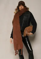 Apaszki i szaliki damskie - Brązowy Szalik z Frędzlami Nomiyana - miniaturka - grafika 1