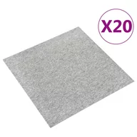 Dywany - vidaXL Podłogowe płytki dywanowe, 20 szt., 5 m, 50x50 cm, jasnoszare - miniaturka - grafika 1