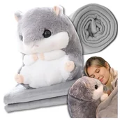 Maskotki i pluszaki - Pluszowy Chomik Maskotka Z Kocykiem Xxl 4w1 Poduszka Zabawka Przytulanka - miniaturka - grafika 1