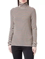 Swetry damskie - Sisley Damski sweter L/S 3FKUL200J T-shirt, brązowy i biały w paski 903, S - miniaturka - grafika 1