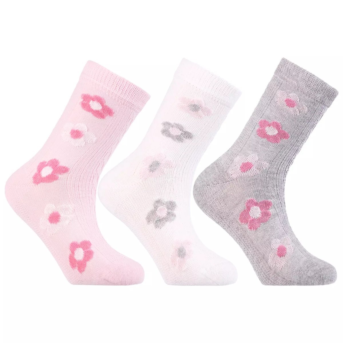 SKARPETY DZIECIĘCE MORAJ SKARPETKI DZIEWCZĘCE KOLOROWE KWIATKI 3-PAR 35-38