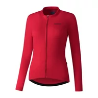 Bluzy na rower - Damska Bluza Rowerowa  Shimano W'S Kaede Thermal Long Sleeve Jersey | Red - Rozmiar S - miniaturka - grafika 1