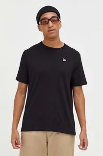 Koszulki męskie - New Era t-shirt bawełniany kolor czarny gładki - grafika 1