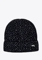 Czapki damskie - Czapka damska z drobnymi cyrkoniami czarna - miniaturka - grafika 1