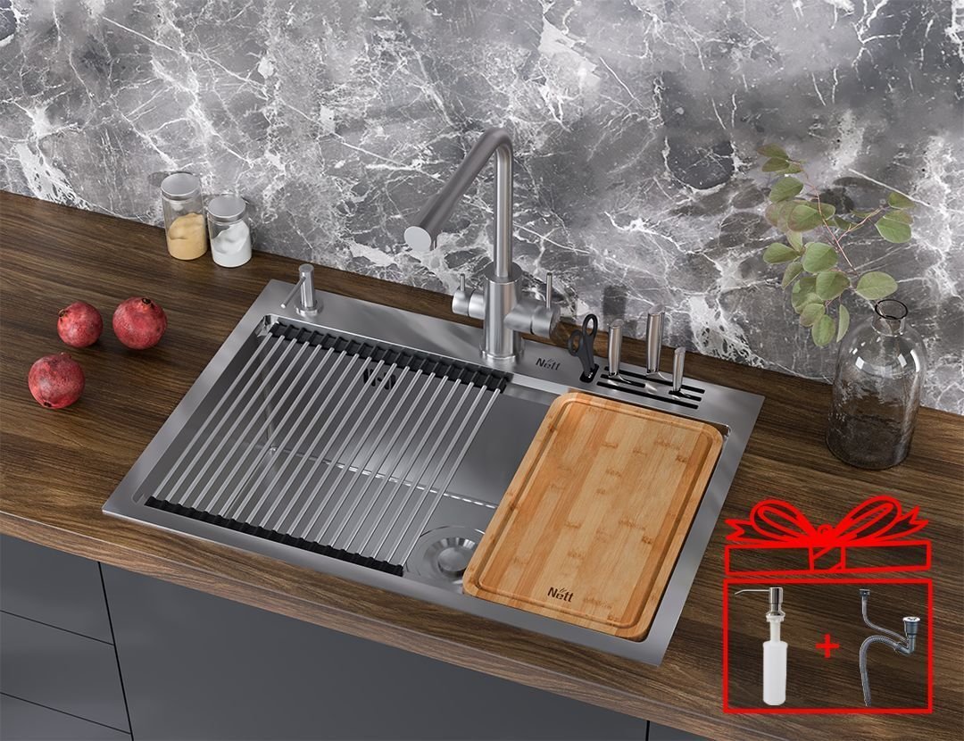 Nett Zlewozmywak Jednokomorowy NS-7048 Inox ze Stali Nierdzewnej 40320