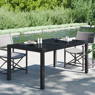 Stoły ogrodowe - vidaXL Stół ogrodowy 150x90x75 cm szkło i rattan PE czarny 316706 - miniaturka - grafika 1