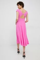 Sukienki - Emporio Armani sukienka kolor różowy midi rozkloszowana - miniaturka - grafika 1