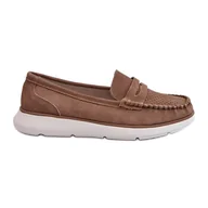 Mokasyny damskie - Zamszowe Mokasyny Na Platformie Sergio Leone SP012 Brązowe - miniaturka - grafika 1