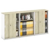 Zestawy mebli biurowych - B2B Partner Zestaw szaf MIRELLI, Typ IV - biały/dąb sonoma 437552 - miniaturka - grafika 1