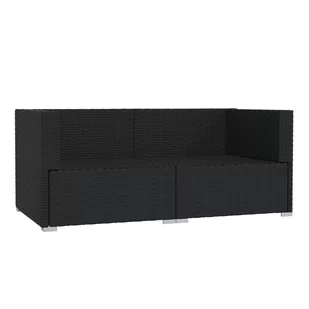 2-osobowa sofa z poduszkami, czarna, polirattan - Sofy ogrodowe - miniaturka - grafika 4