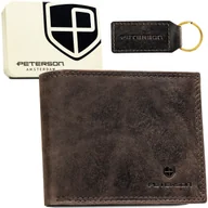 Portfele - Portfel męski slim skórzany PETERSON RFID Stop elegancki poziomy bez zapięcia minimalistyczny brązowy rozbudowany na karty pudełko producenta na pre.. - miniaturka - grafika 1