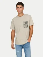 Koszulki męskie - Only & Sons T-Shirt 22025286 Beżowy Regular Fit - miniaturka - grafika 1