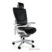 Fotele i krzesła biurowe - Fotel obrotowy WAU 2 skóra naturalna Biały + czarny - miniaturka - grafika 1