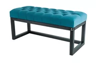 Ławki do przedpokoju - Ławka Na Buty Lpp-2 90Cm Emrawood Drewno Lite Kolor Czarny Siedzisko Pikowane Kolor Turkus - miniaturka - grafika 1