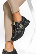 Moda i Uroda OUTLET - Czarne sneakersy damskie buty sportowe na platformie sznurowane Casu SG-813-1-36 - miniaturka - grafika 1