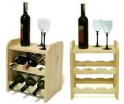 Stojaki na wino - Drewniany regał stojak na wino z półką - RW31 na 6 butelek Naturalny Drewno sosnowe / Wamar-Sosenka - miniaturka - grafika 1