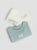 Bluzki dla niemowląt - Reserved - Bawełniany longsleeve 2 pack - złamana biel - miniaturka - grafika 1