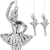 Bombki - Zawieszki choinkowe 2 szt. baletnica srebrna - miniaturka - grafika 1